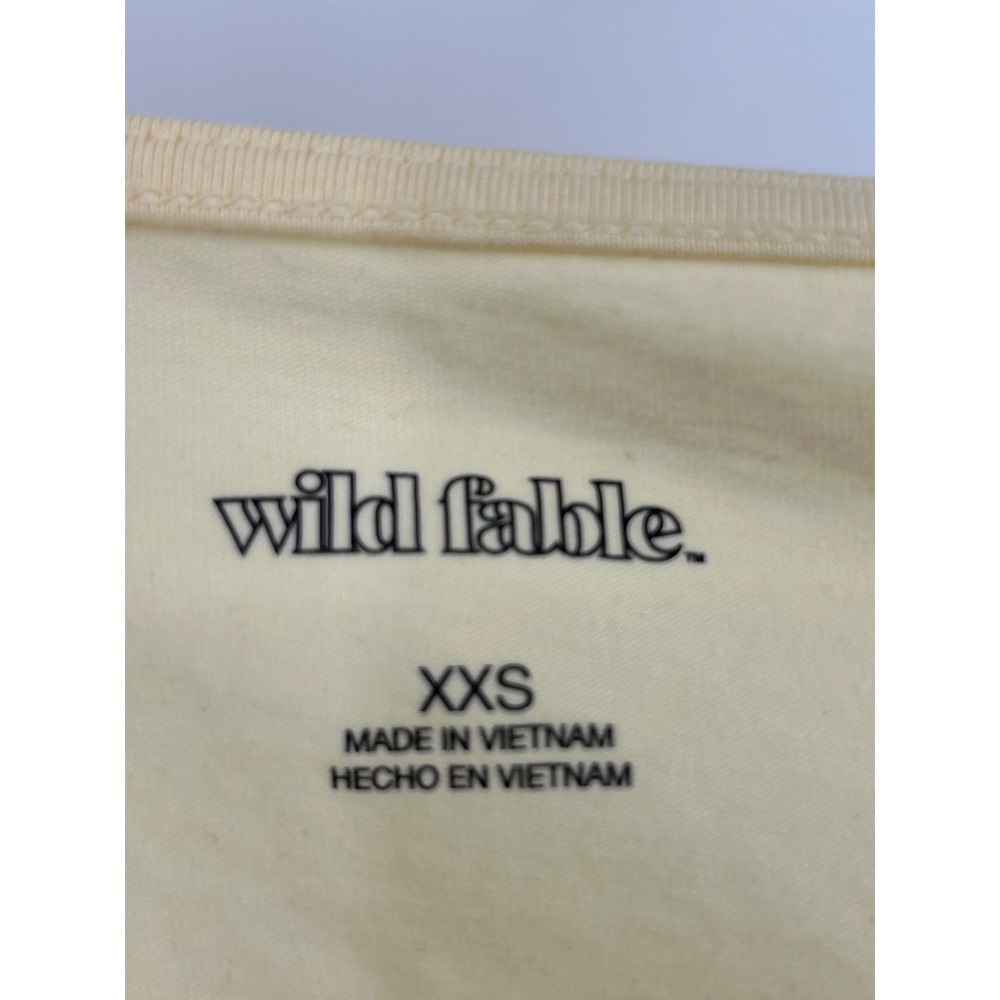 Wild Fable Women XXS Yellow Square Neck Long Sleeve Fitted T-Shirt Basic Top - Picture 3 of 4